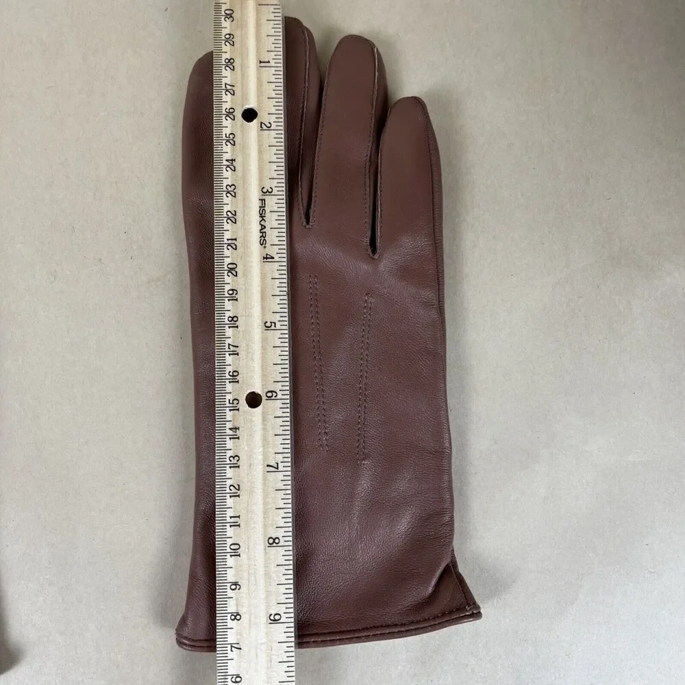 VTG Women Size M/L Soft‎ Leather Driving Gloves Light Brown Lined Warm NWOT